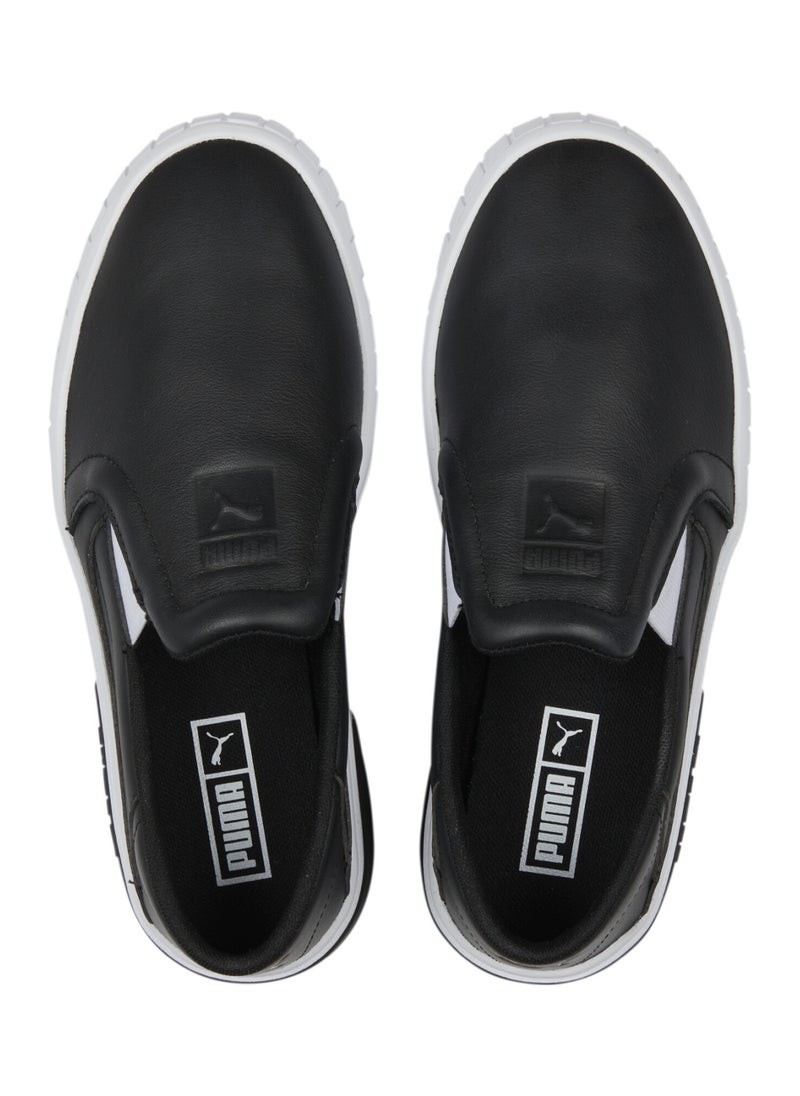 Cali Star Slip On Leather Womens Black Sneakers