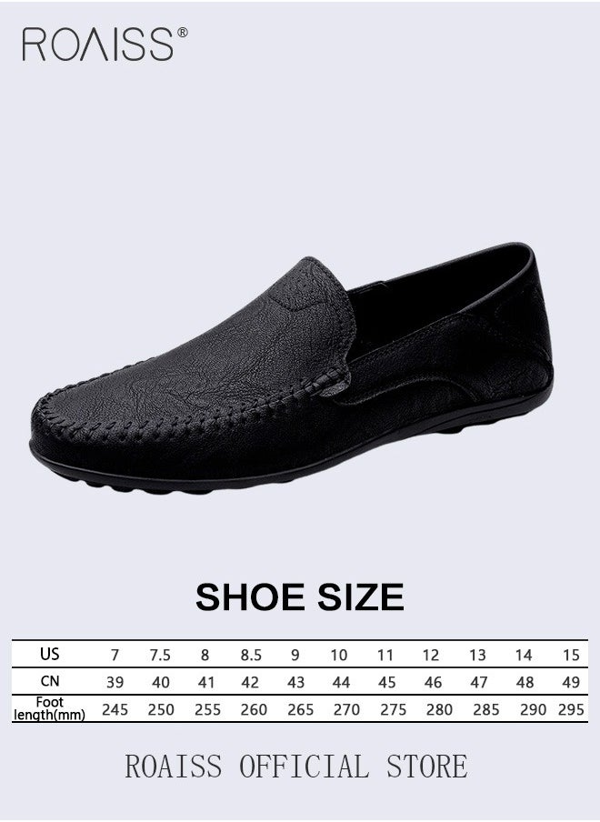 Men's Minimalist Slip on Loafer for Men Casual Business Stitch Decor Anti Slip Flats Low Cut Breathable and Wear Resistant Driving Shoes Round Toe Outdoor Sports Walking Sneakers Black