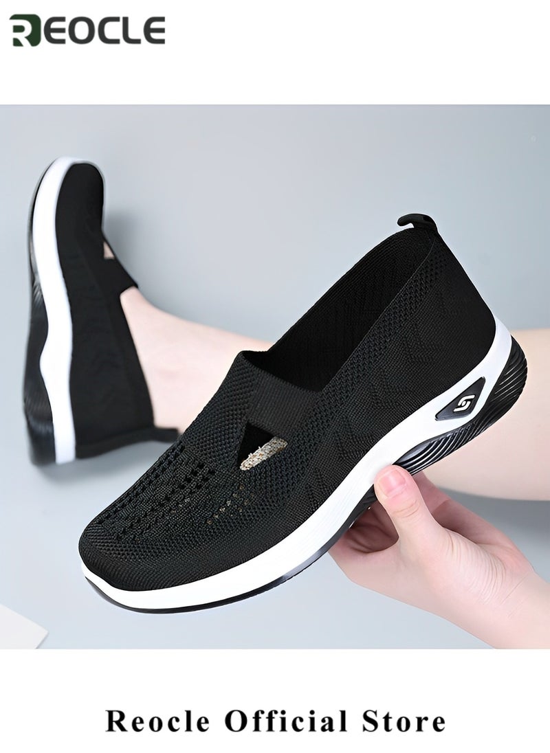 Women's Woven Shoes Orthopedic Breathable Soft Shoes Walking Slip on Shoes Breathable Comfortable Single Shoes with Arch Support
