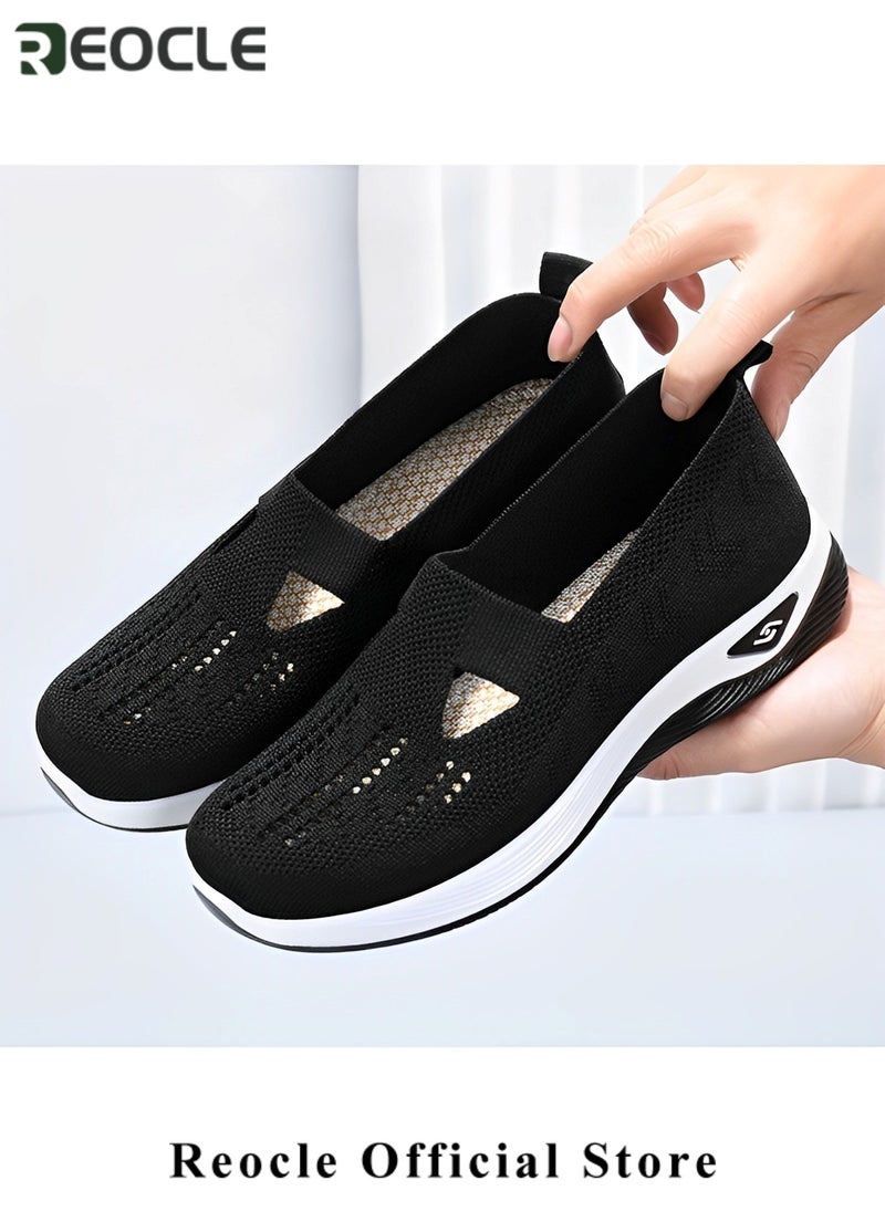 Women's Woven Shoes Orthopedic Breathable Soft Shoes Walking Slip on Shoes Breathable Comfortable Single Shoes with Arch Support