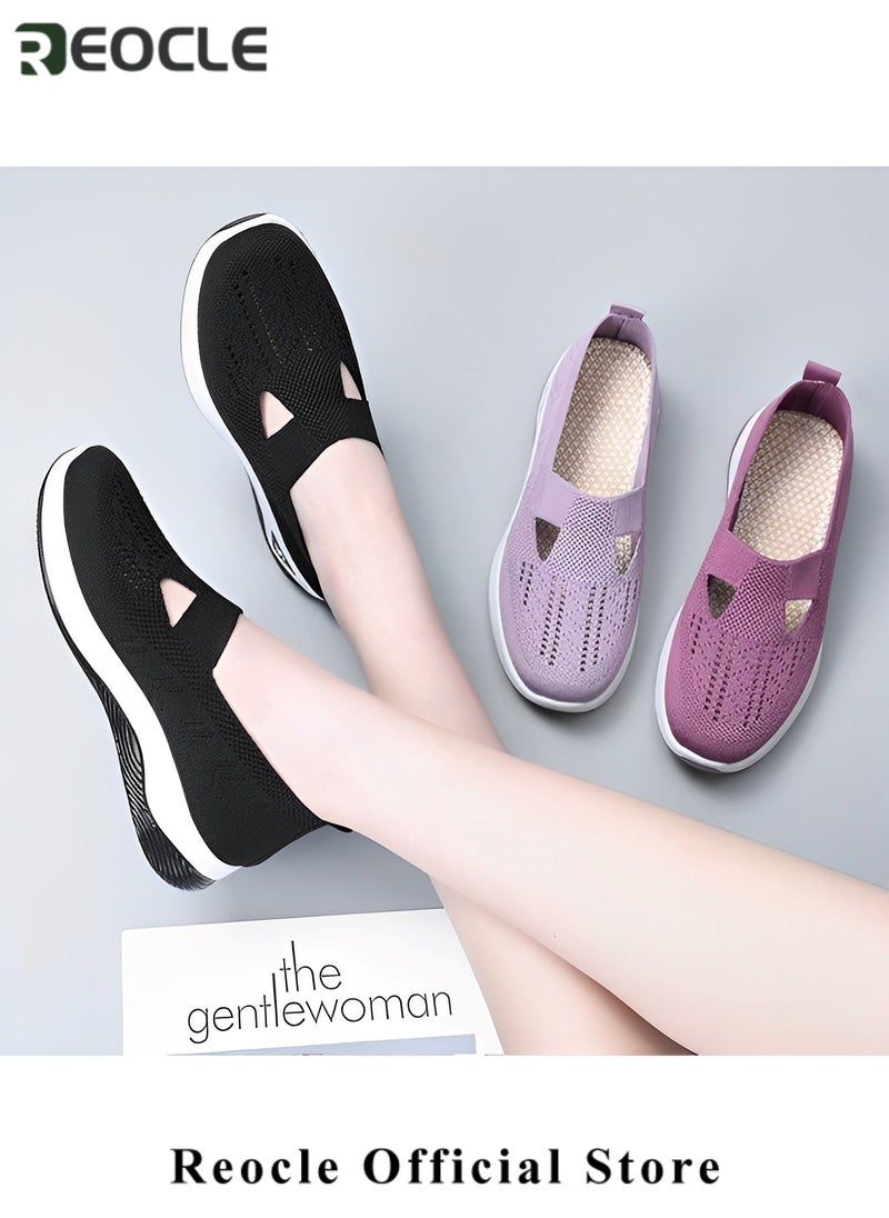 Women's Woven Shoes Orthopedic Breathable Soft Shoes Walking Slip on Shoes Breathable Comfortable Single Shoes with Arch Support