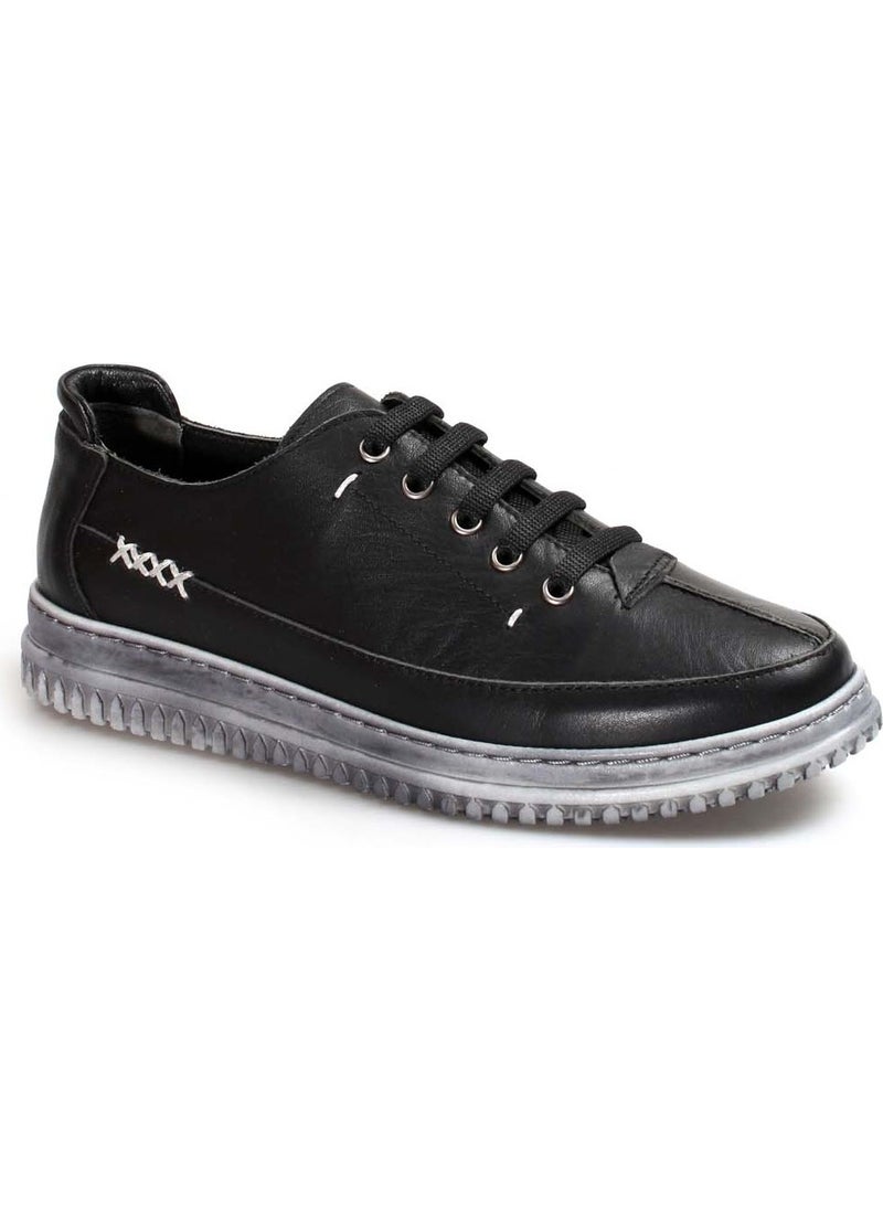 Genuine Leather Black Women's Casual Shoes 583za402