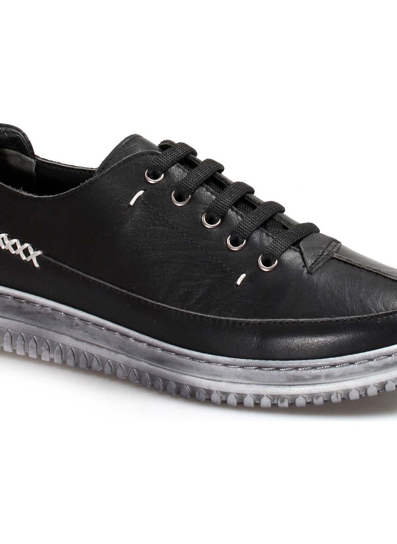Genuine Leather Black Women's Casual Shoes 583za402