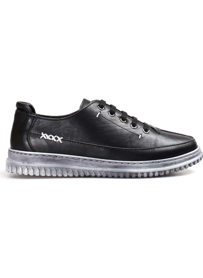 Genuine Leather Black Women's Casual Shoes 583za402