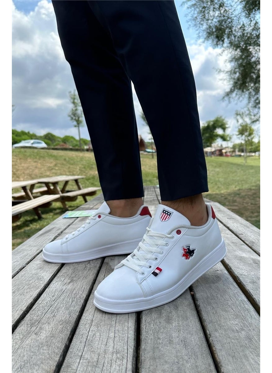 Unisex Sneakers Casual Sports Shoes WHITE - RED