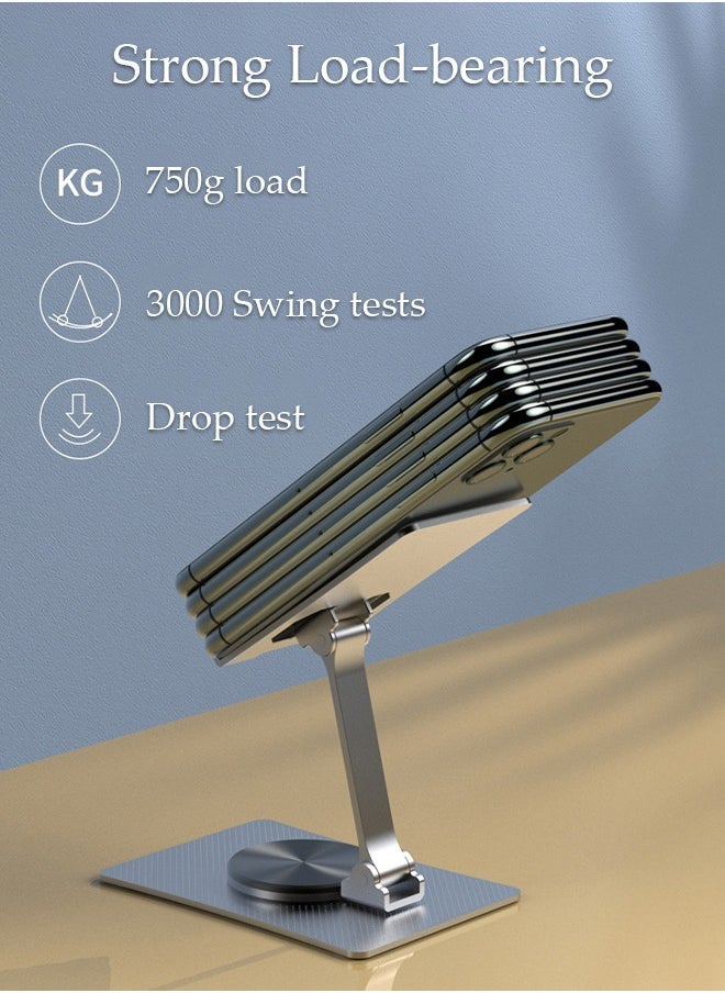 Foldable Phone Stand for Desk Height Adjustable Cell Phone Holder Portable Cellphone Cradle Desktop Dock with 360° rotation base for iPhone iPad Smartphone
