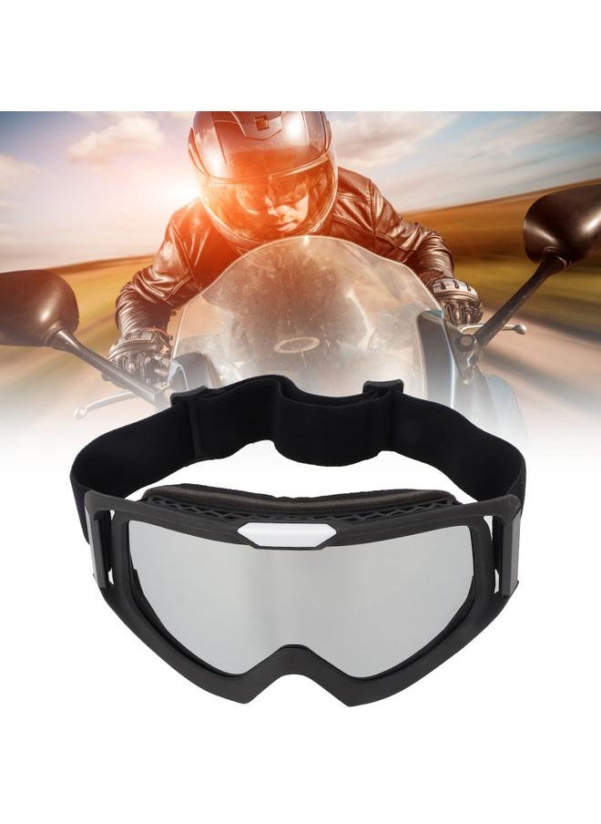 Outdoor Motorcycle Riding Eyewear Off-Road Goggles Windproof Bicycle Eye Glasses(Silver)