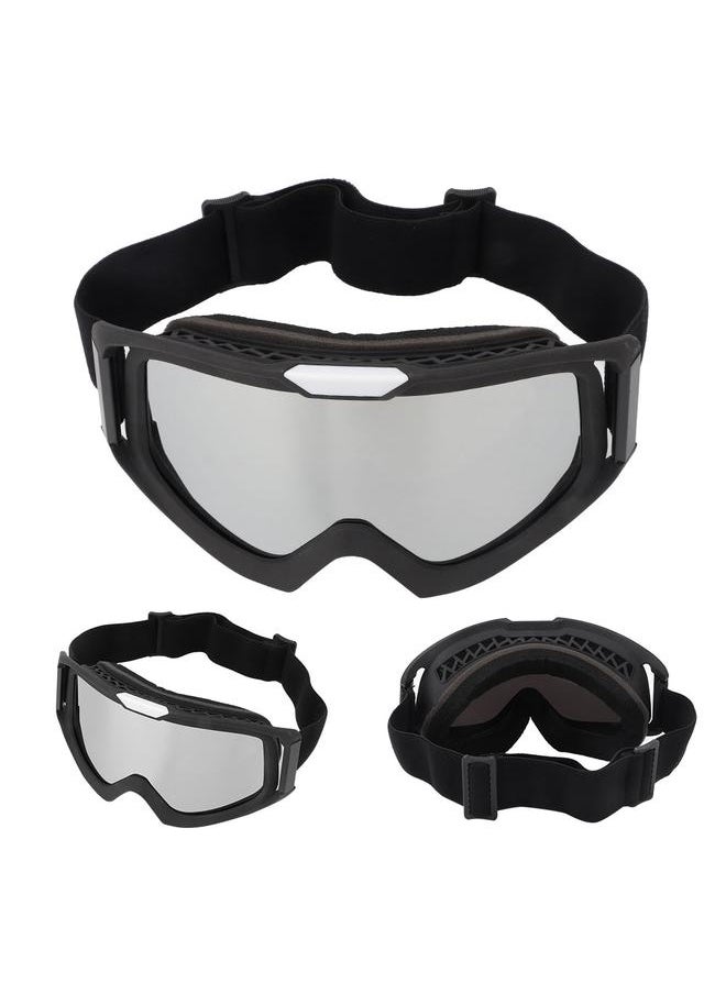Outdoor Motorcycle Riding Eyewear Off-Road Goggles Windproof Bicycle Eye Glasses(Silver)