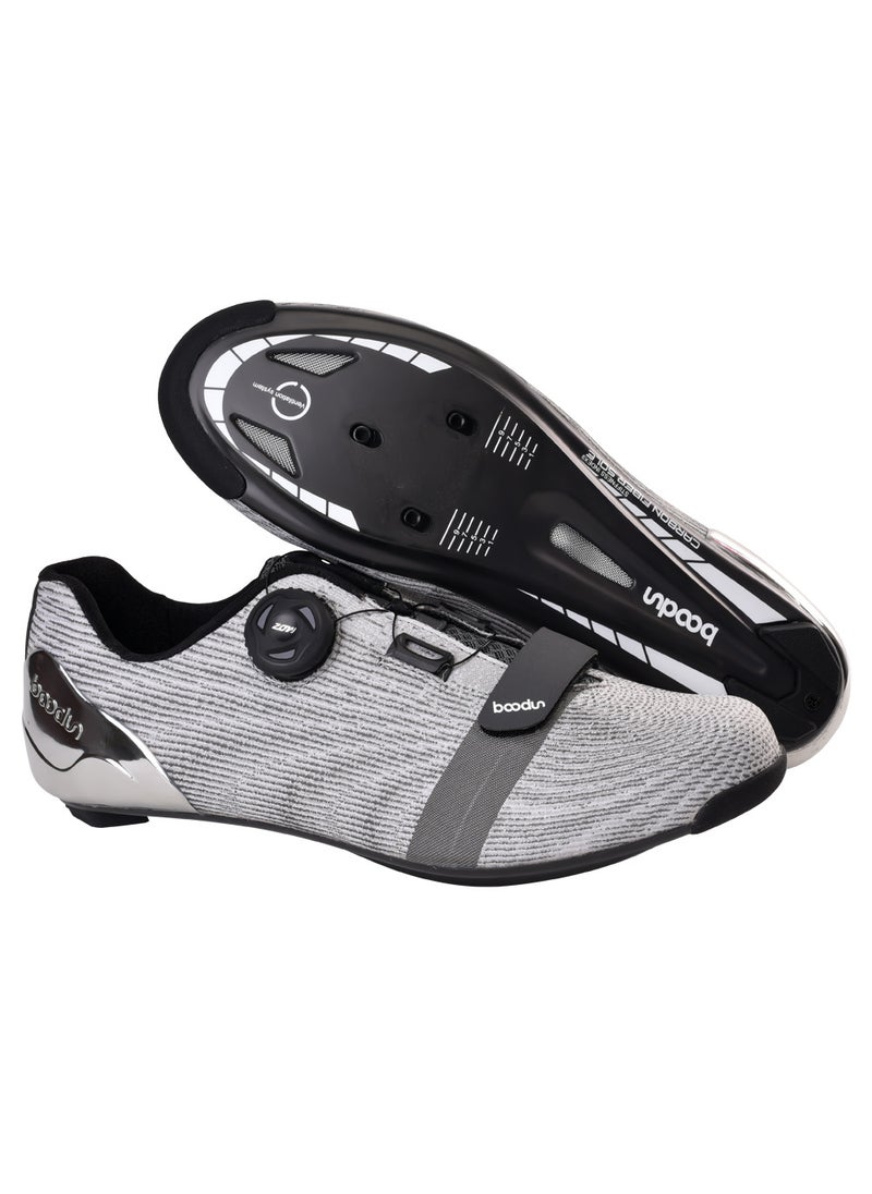 BOODUN Carbon Fiber Road Cycling Shoes Starry Silver