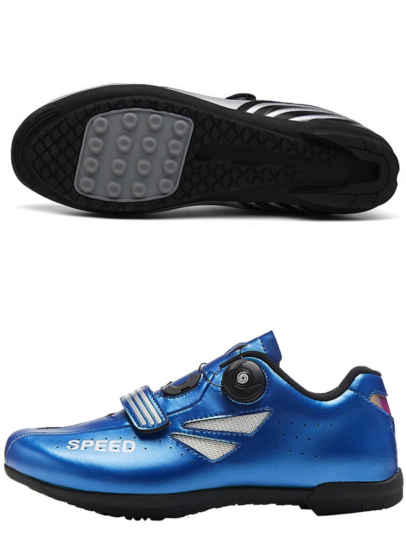 Casual Unisex Outdoor Cycling Shoes New Model Hard Bottom Mountain Bike Sports Shoes Road Bicycle Shoes for Men And Women Blue without lock