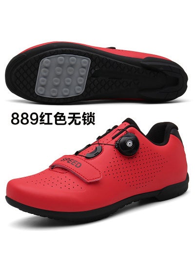 Casual Unisex Outdoor Cycling Shoes New Model Hard Bottom Mountain Bike Sports Shoes Road Bicycle Shoes for Men And Women Red without lock