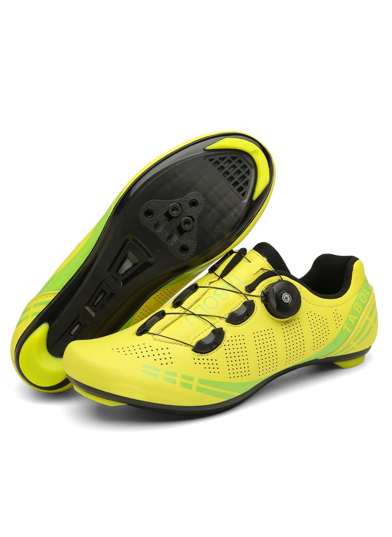 New Outdoor Cycling Shoes Breathable Lockless Casual Road Bike Shoes Unisex Summer Bicycle Shoes Dynamic Cycling Footwear Yellow Highway Lock