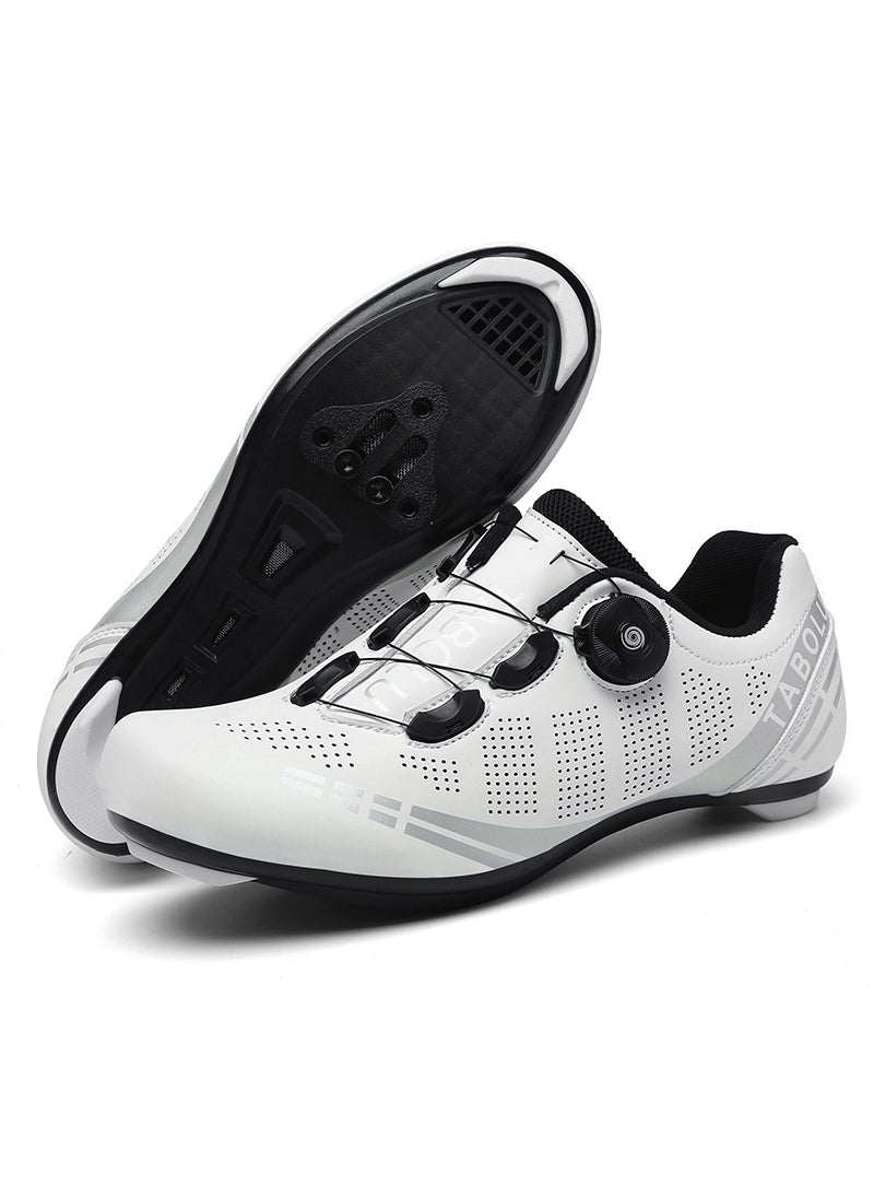 New Cross-border Road Car Lock Shoes Outdoor Lockless Cycling Shoes Boost Bicycle Shoes Mens Casual Dynamic Bicycle Shoes White highway lock