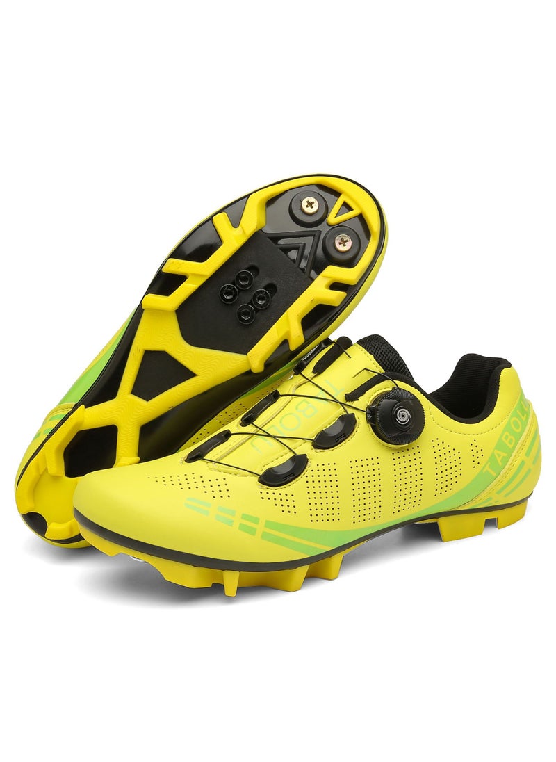 New Outdoor Cycling Shoes Breathable Lockless Casual Road Bike Shoes Unisex Summer Bicycle Shoes Dynamic Cycling Footwear Yellow Mountain Lock