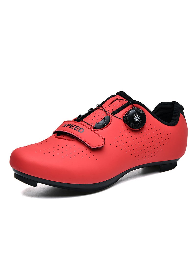 New Cross-Border Mountain Bike Riding Shoes Hard Bottom Road And Mountain Bicycle Unisex Lock Shoes Single Bicycle Cycling Red