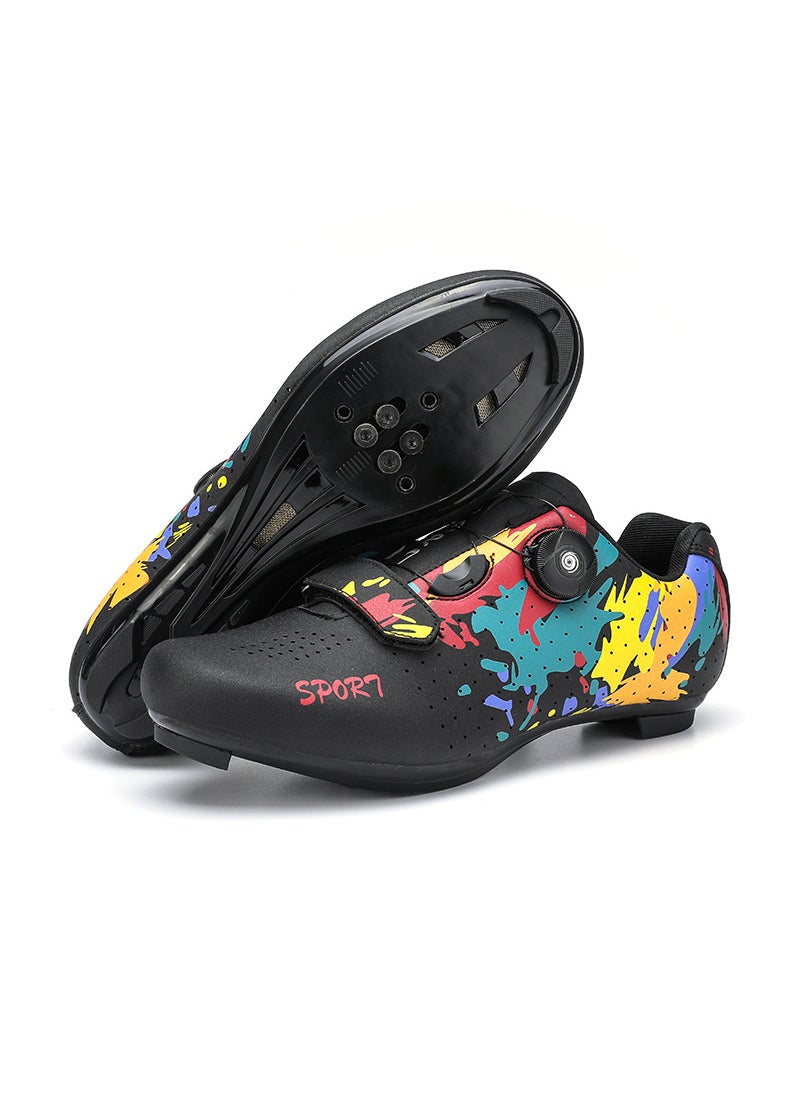 Unisex Road Mountain Cycling Shoes Rubber Sole 007 black road bottom