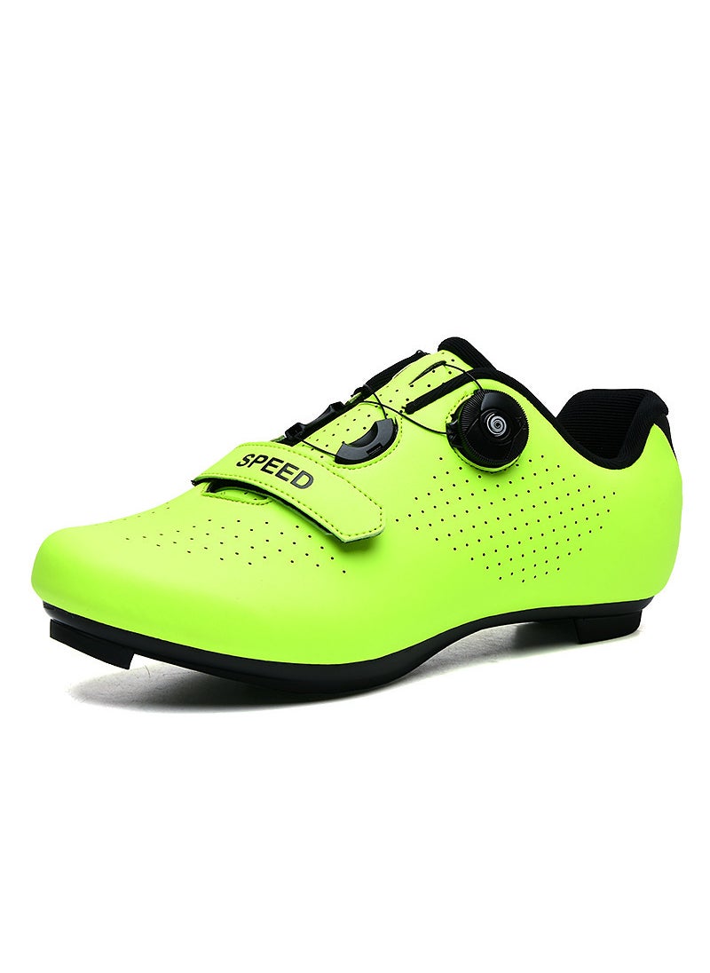 New Cross-Border Mountain Bike Riding Shoes Hard Bottom Road And Mountain Bicycle Unisex Lock Shoes Single Bicycle Cycling fluorescent green
