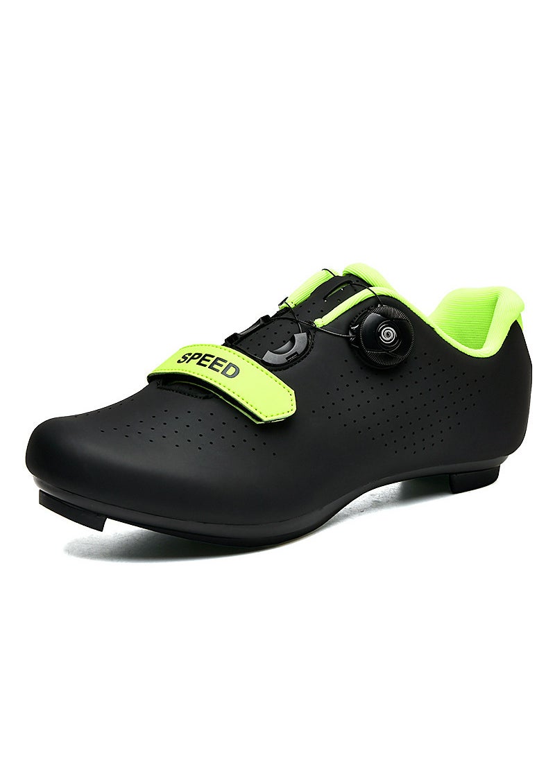 New Cross-Border Mountain Bike Riding Shoes Hard Bottom Road And Mountain Bicycle Unisex Lock Shoes Single Bicycle Cycling Black Green