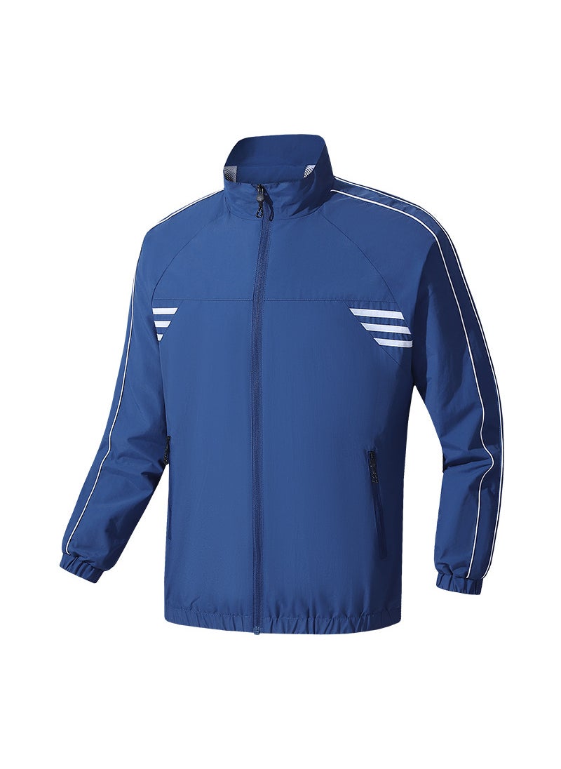 2024 New Style Team Uniform Single Jacket Stand Collar Fashionable Sport Casual Top Jacket Racing Team Uniform Training Outerwea Denim blue
