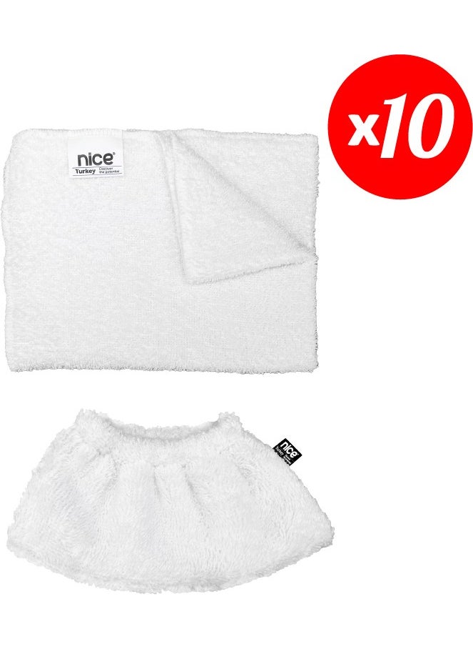 Polti-Karcher Steam Cleaner Compatible 10 Elastic, 10 Large Flat Towel Set of 20 ( set M20)