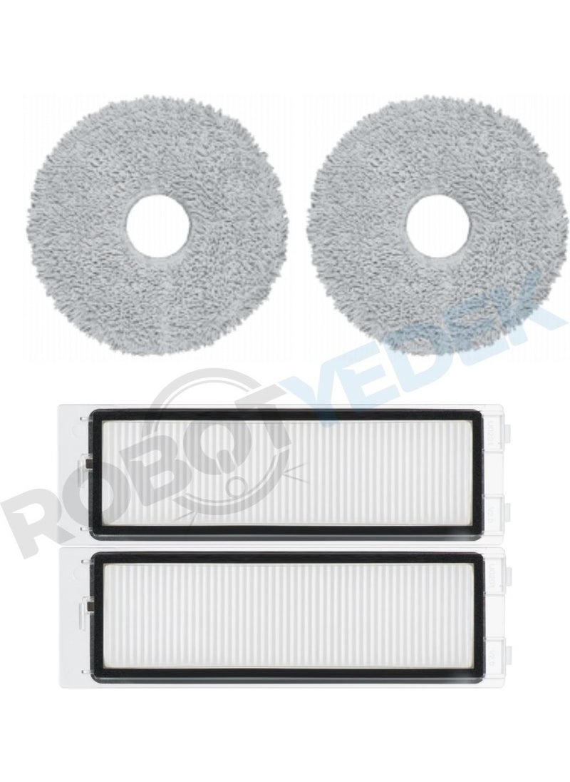 robotsparek Roborock Q Revo Compatible Mop and Hepa Filter - 4 Pieces