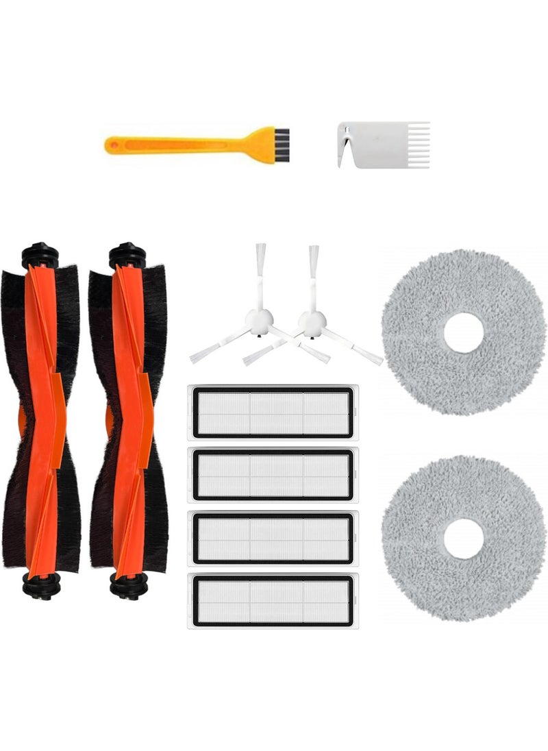 robotspare Xiaomi X10 Plus Compatible Spare Black Brush Hepa Filter Mop Set - 12 Pieces