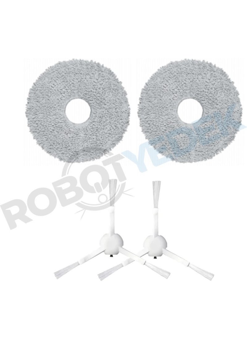 Xiaomi X10 Plus X20 Plus Compatible Spare Mop and Side Brush-4 Pieces