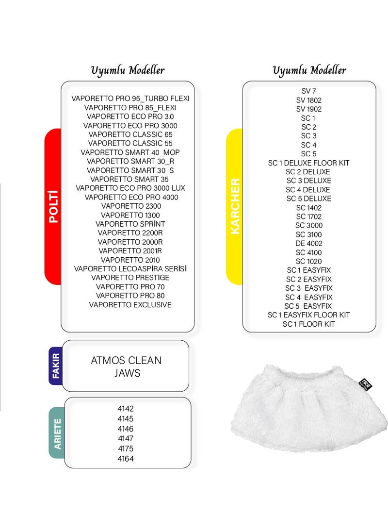 Polti-Karcher Steam Cleaner Compatible Elastic Towel Cloth Set of 25 ( set A Pro Plus)