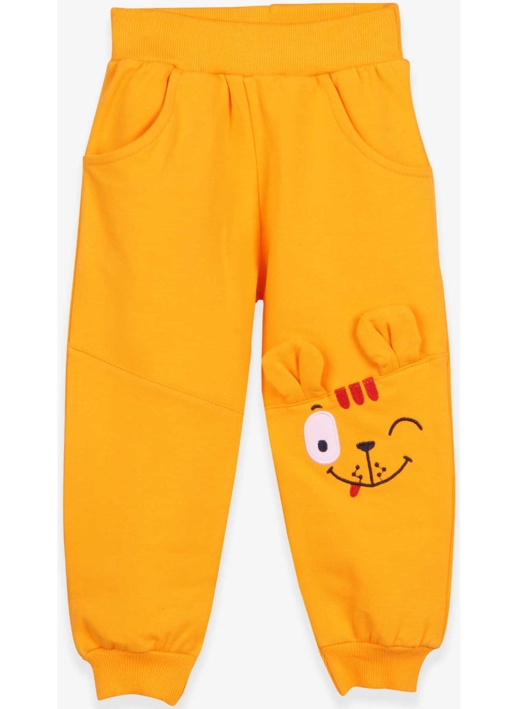 Boy's Sweatpants Yellow with Knee Embroidery (1.5-5 Years)
