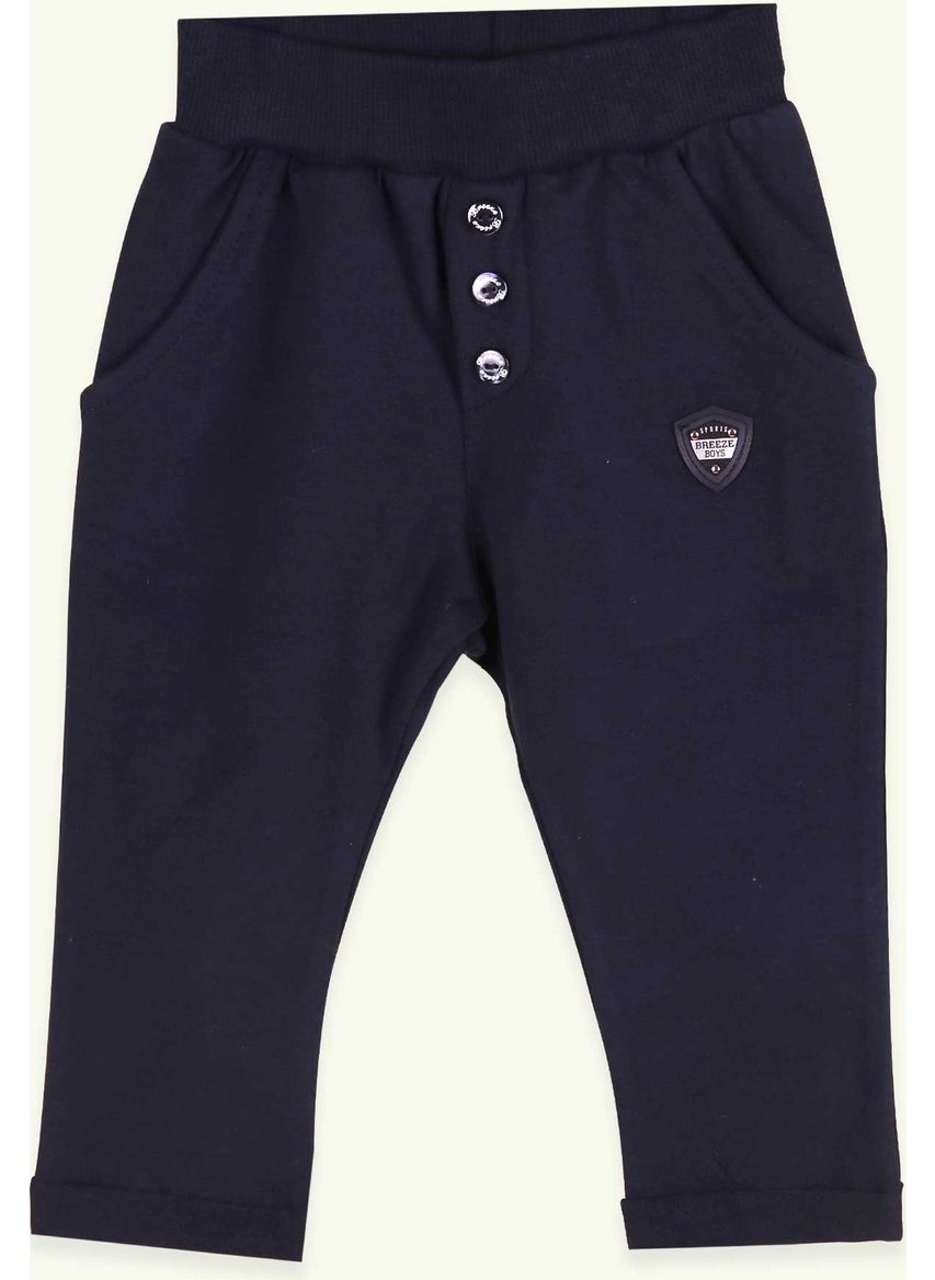 Baby Boy Sweatpants With Emblem Basic Navy Blue (9 Months-3 Years)