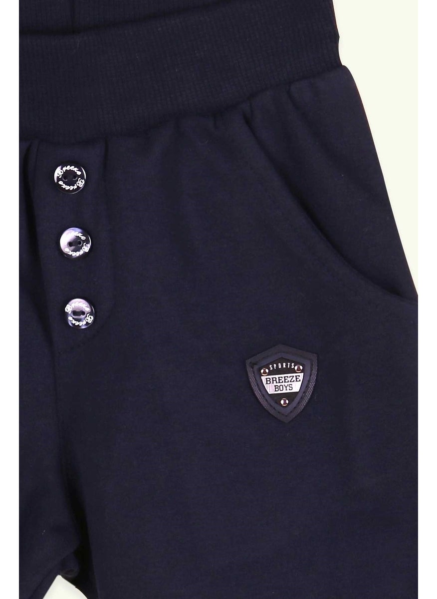 Baby Boy Sweatpants With Emblem Basic Navy Blue (9 Months-3 Years)