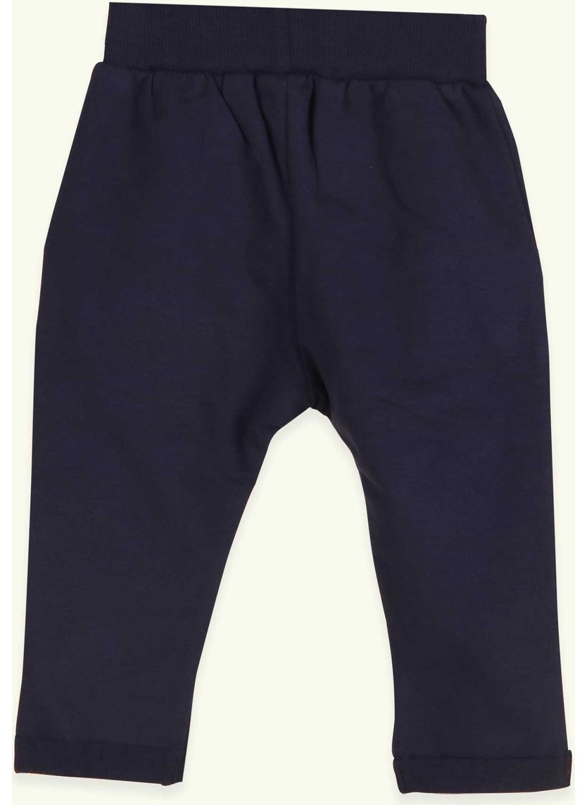 Baby Boy Sweatpants With Emblem Basic Navy Blue (9 Months-3 Years)