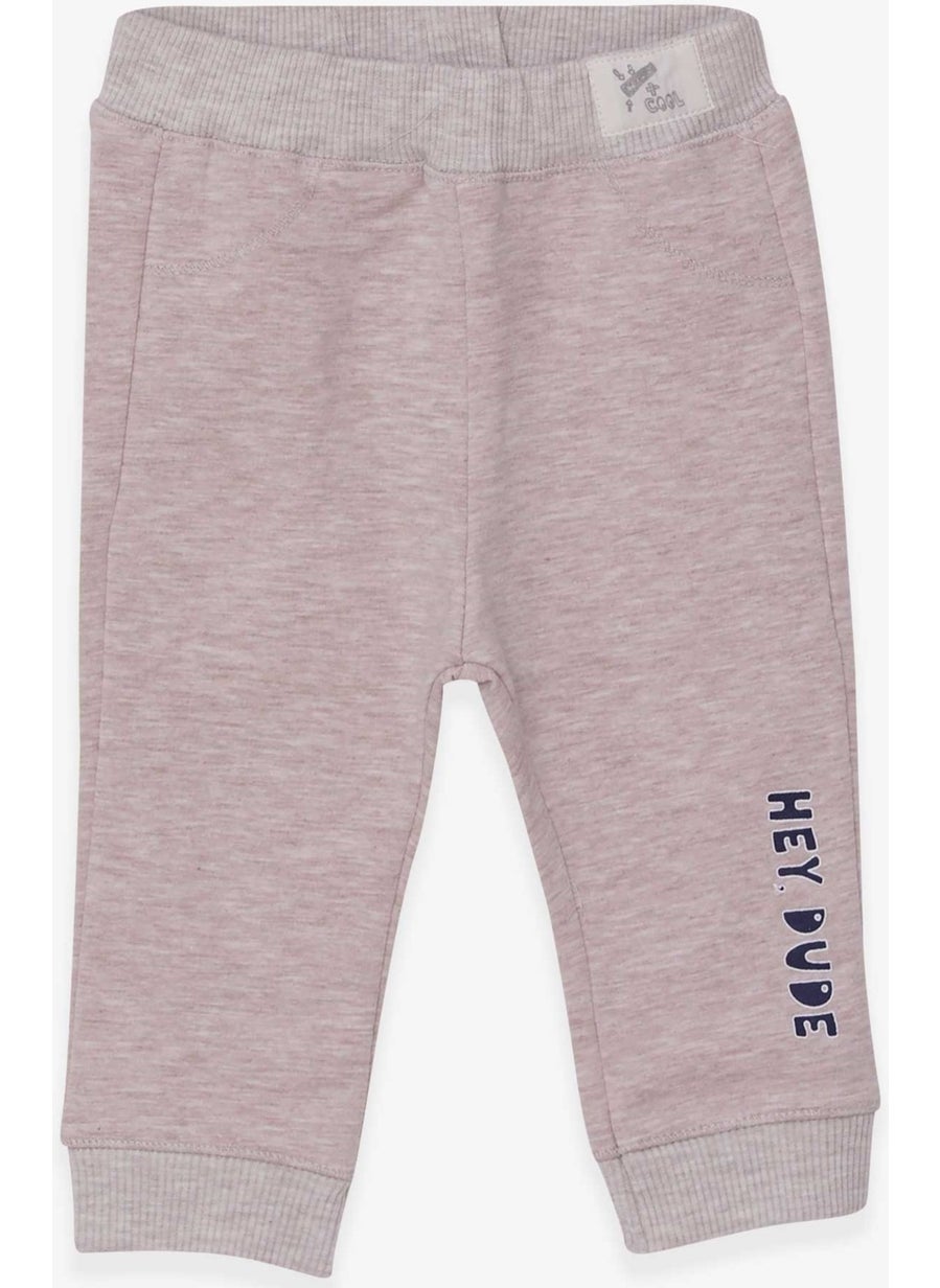 Baby Boy Sweatpants Printed Beige Melange (9 Months-3 Years)