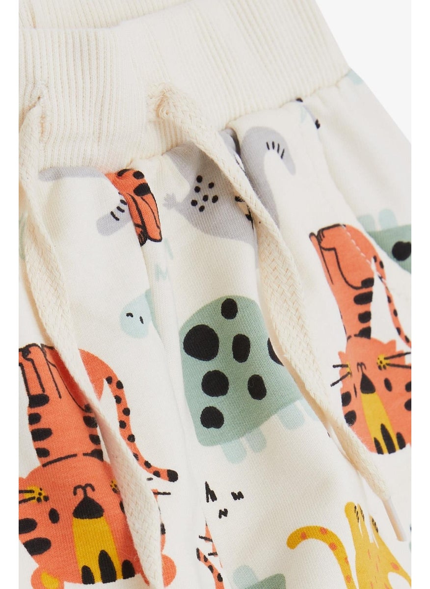 Girls & Boys Boys' Sweatpants Cute Animals Patterned 1-4 Years, Cream