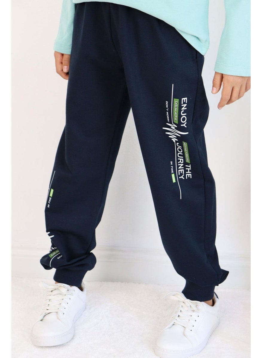 Boy Child Bottom Text Printed Pocket 9-14 Years, Navy Blue