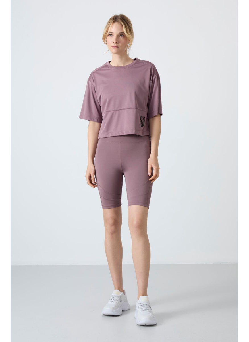 Dusty Rose Polyester Breathable Textured Thin Flexible Oversize Fit Performance Women's T-Shirt - 97284