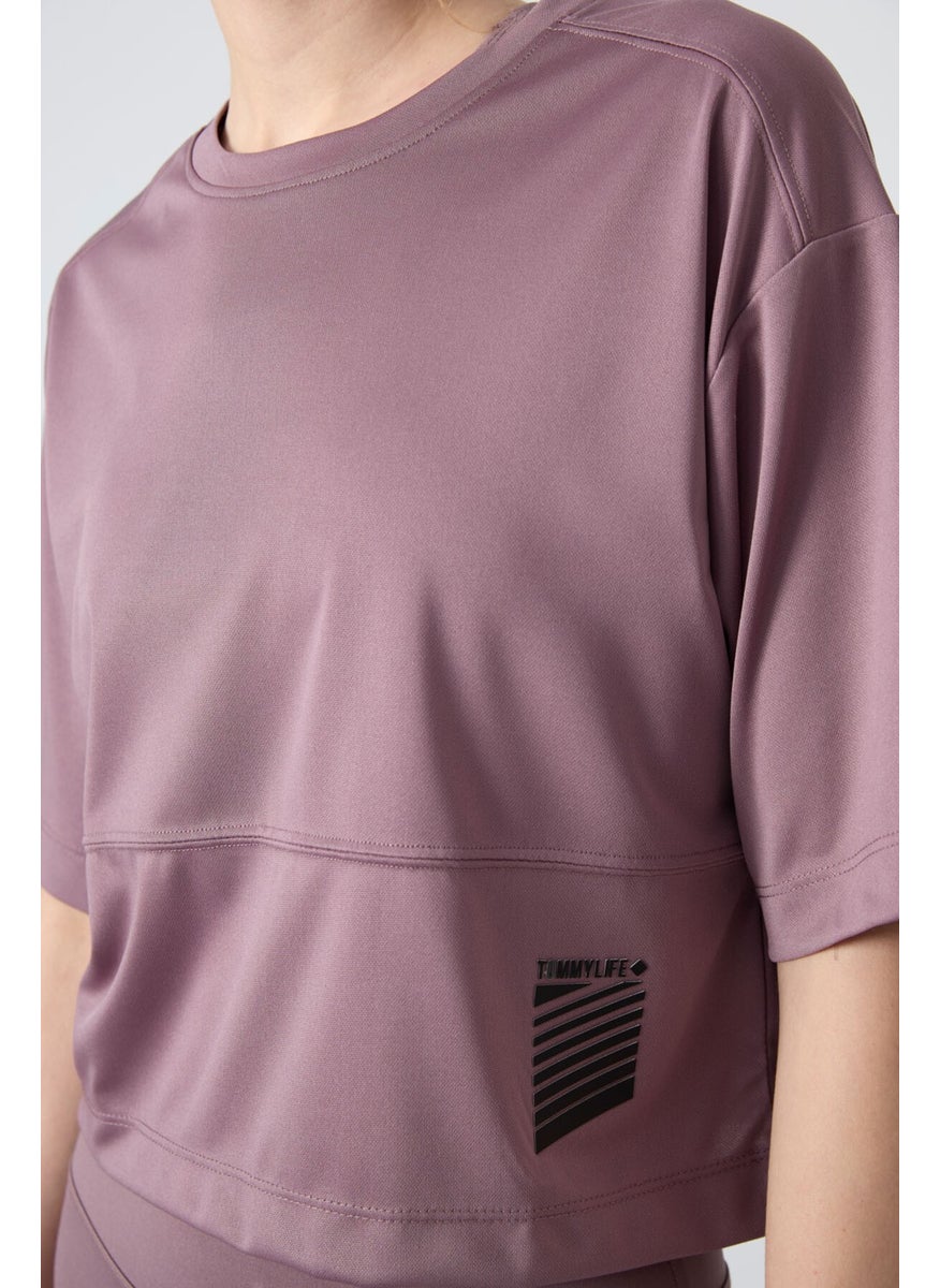 Dusty Rose Polyester Breathable Textured Thin Flexible Oversize Fit Performance Women's T-Shirt - 97284
