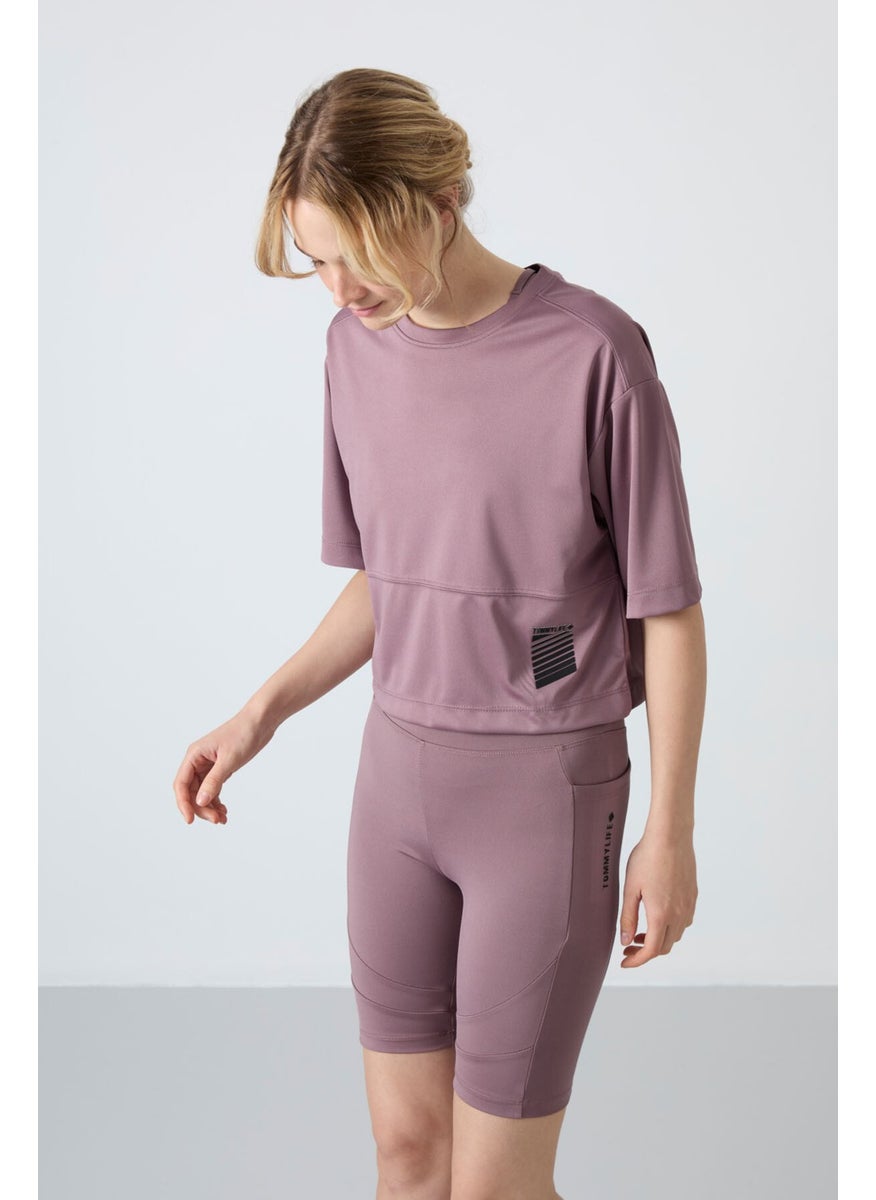 Dusty Rose Polyester Breathable Textured Thin Flexible Oversize Fit Performance Women's T-Shirt - 97284