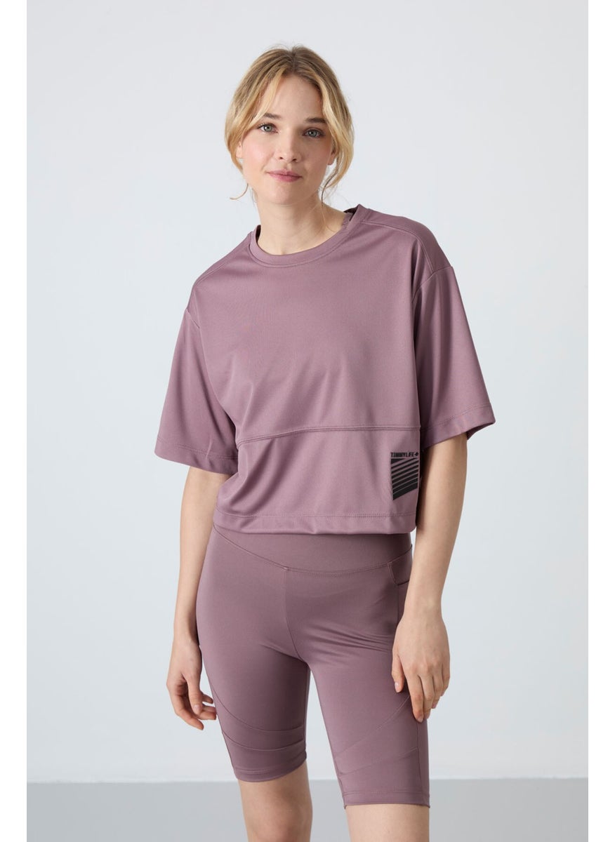 Dusty Rose Polyester Breathable Textured Thin Flexible Oversize Fit Performance Women's T-Shirt - 97284