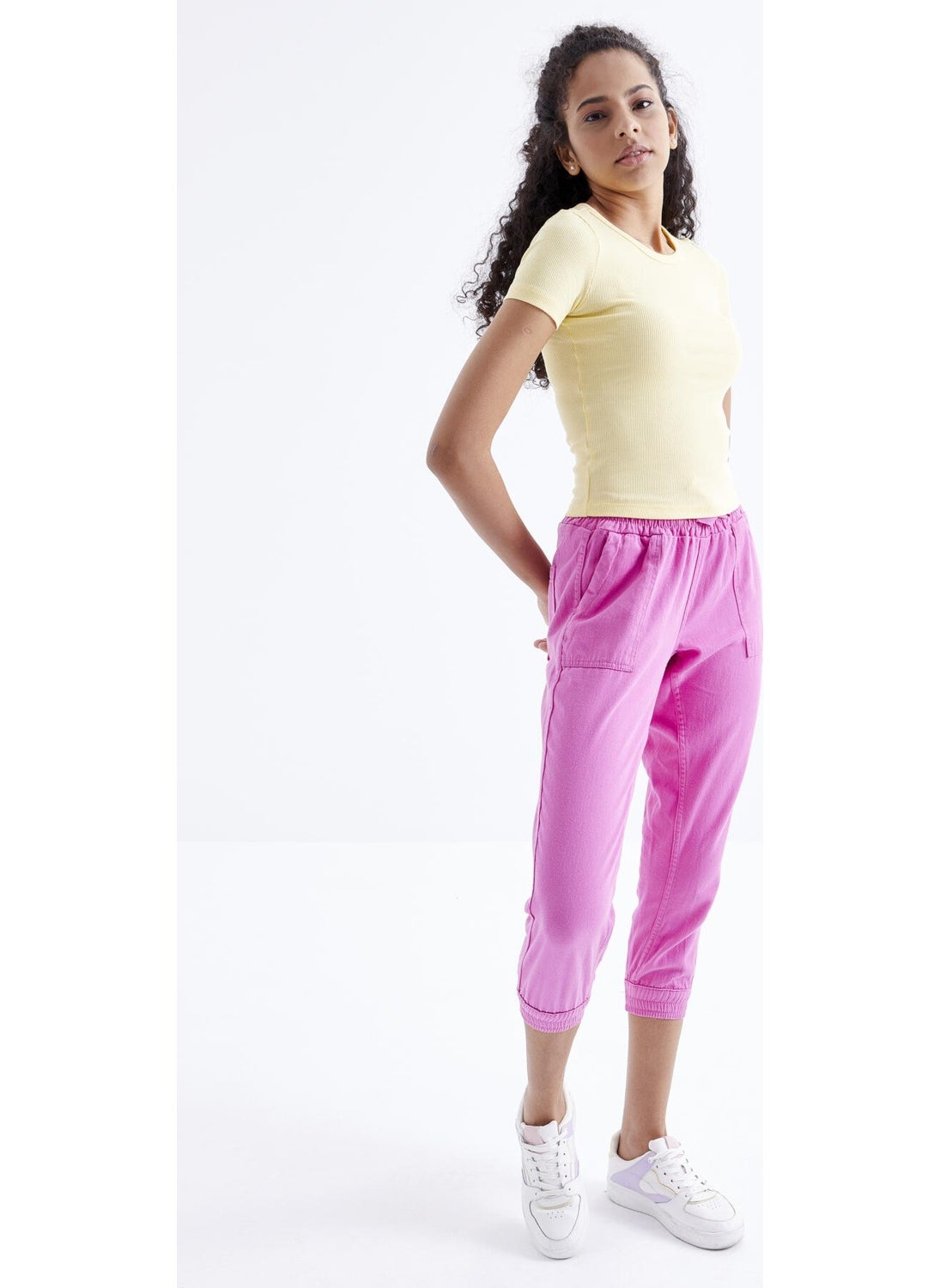 Yellow Basic Short Sleeve O Neck Women's Crop Top - 97202