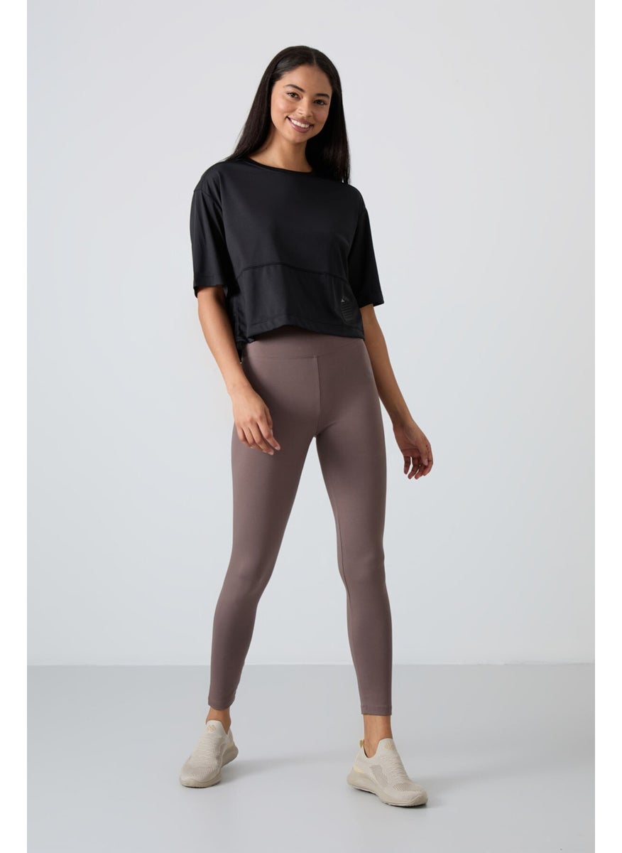 Black Polyester Breathable Textured Thin Flexible Oversize Fit Performance Women's T-Shirt - 97284