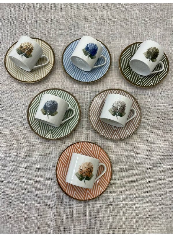 Ortanca Coffee Cup Set for 6 Persons
