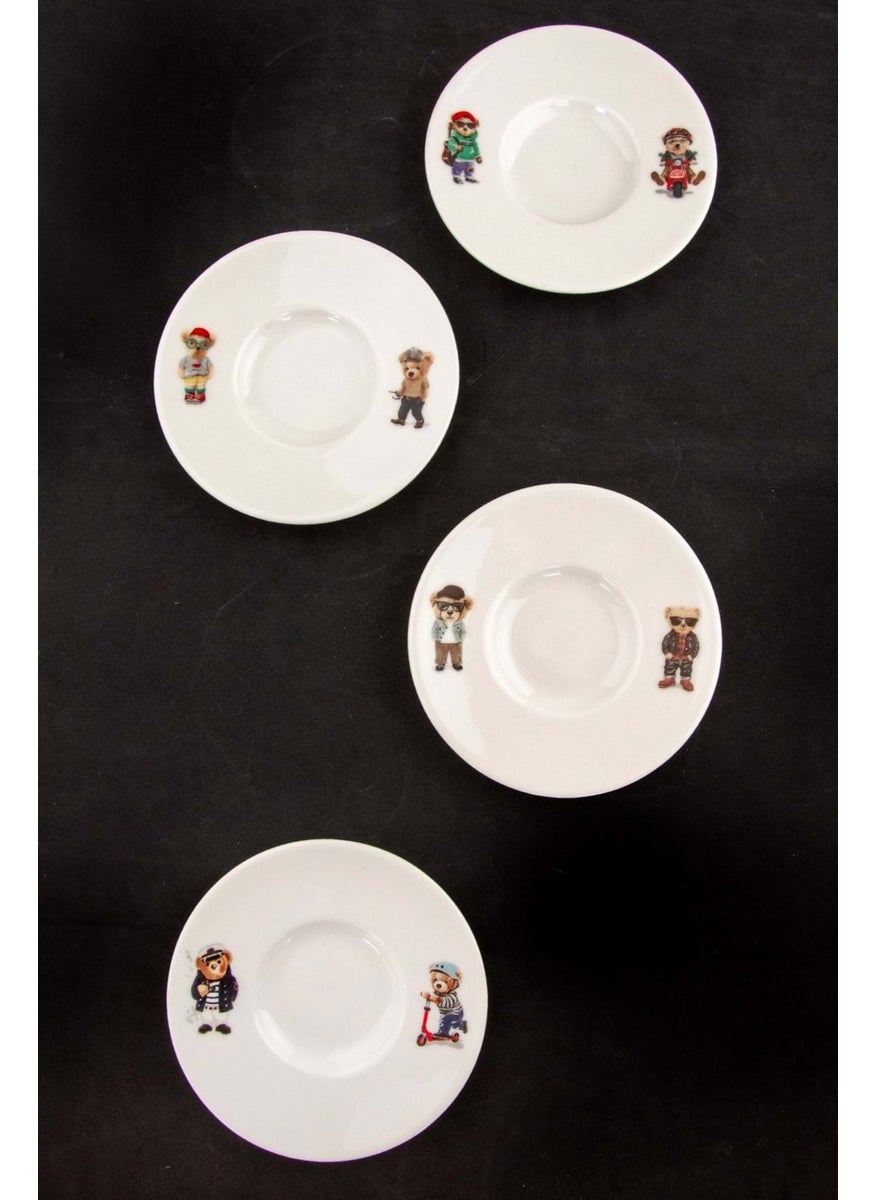 Bursa Porcelain Decor Teddy 4 Piece Porcelain Tea Plate