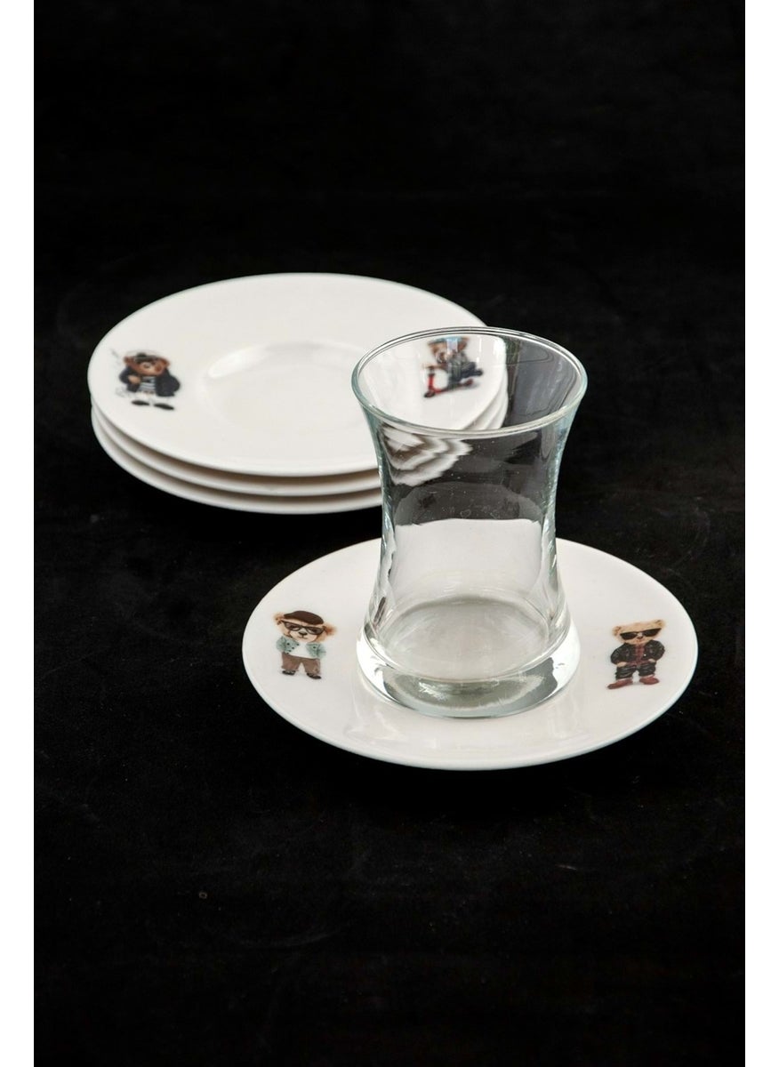 Bursa Porcelain Decor Teddy 4 Piece Porcelain Tea Plate
