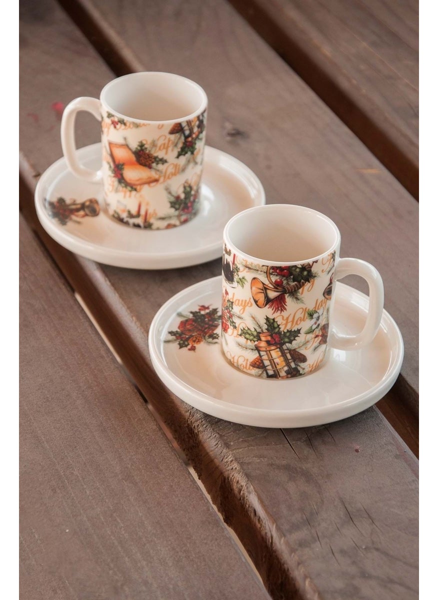 Bursa Porcelain Decor Happy Holidays Coffee Cup Set for Two