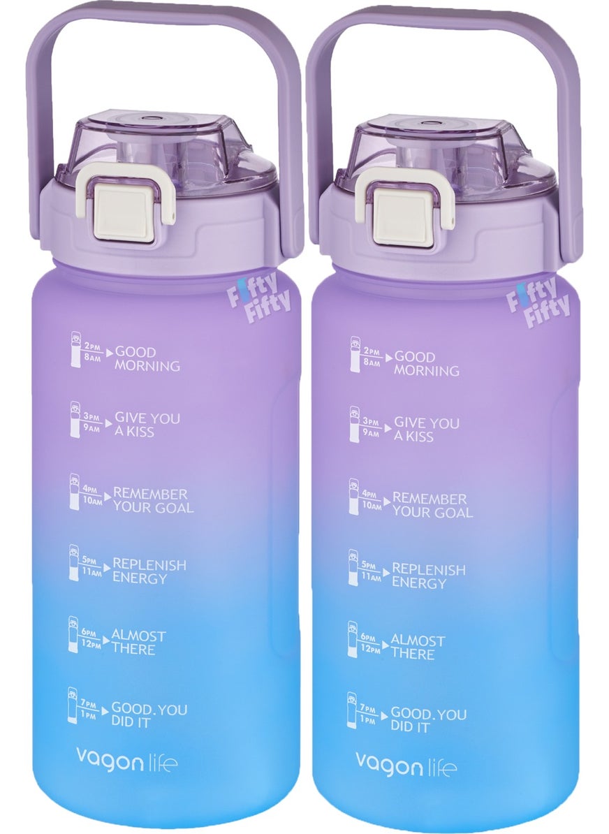 2-Piece Economical Motivation Flask Set 1500 ml Large Size 4 Different Color Options Fiftyfifty