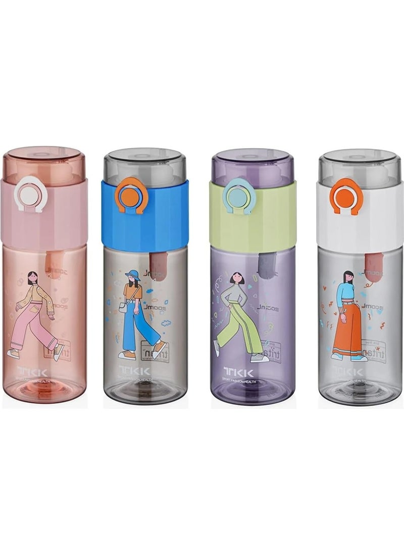 Tkk T 1013 500 ml Comfortable Drinking Tritan Flask with Locking Lid and Strawless Strainer White