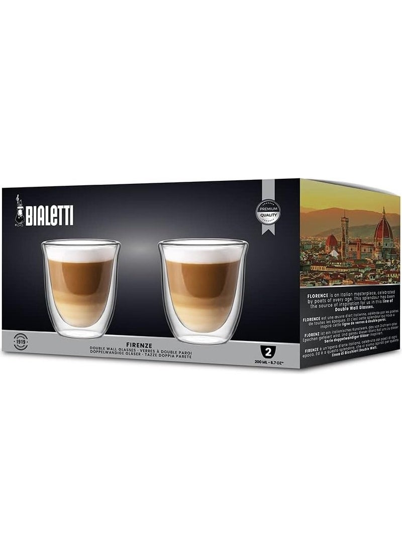 Set of 2 Double Glass Glasses Firenze 80 ml
