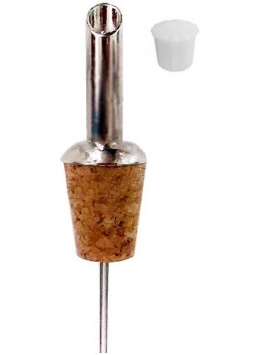 Kitchen Metal Bottle Pourer with Cork Stopper - 9 cm