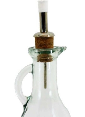 Kitchen Metal Bottle Pourer with Cork Stopper - 9 cm